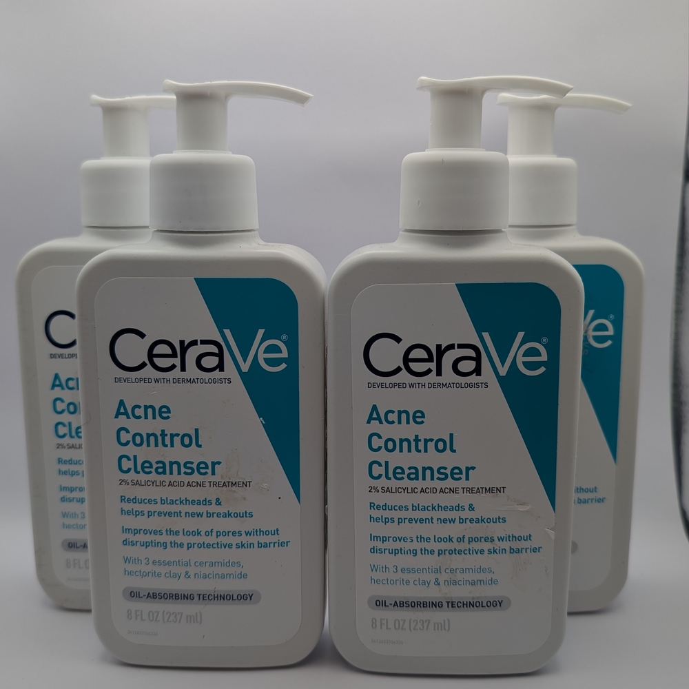Lot Of 4 CeraVe Acne Control Cleanser 8 Fl Oz Each New